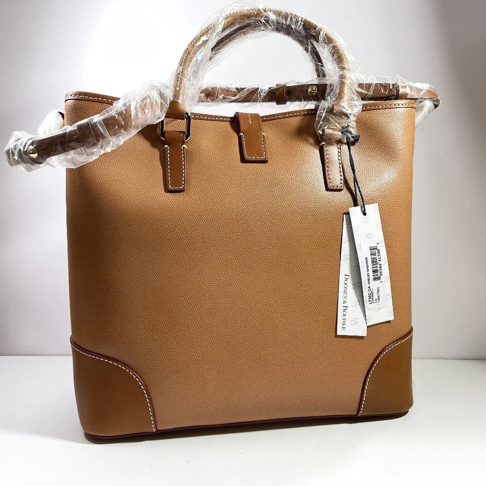 DOONEY & BOURKE Shelby Shopper Tan Shoulder Handbag Tote Leather LF36C - Picture 4 of 12